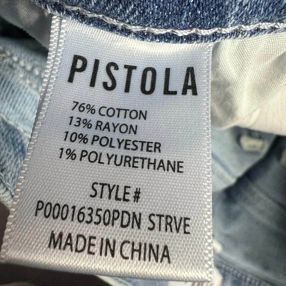 Pistola Jeans Womens Petite 26x24* Izzy Wide Leg Crop Blue Raw Hem Denim Tag 26P - Picture 8 of 16